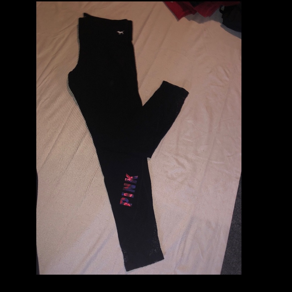 Pink Yoga Leggings with Lace